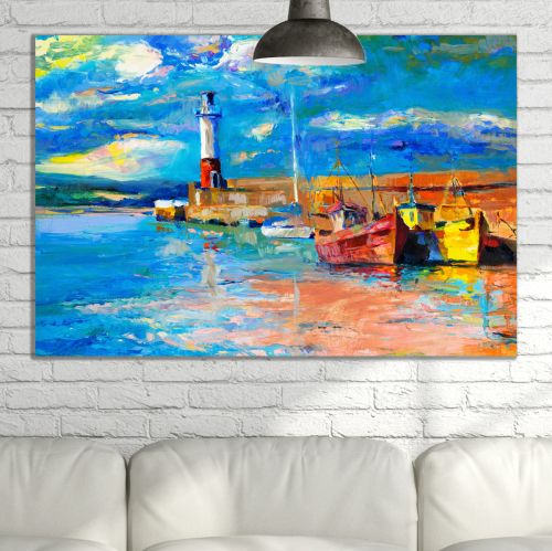 0445 Wall art decoration Lighthouse and boats