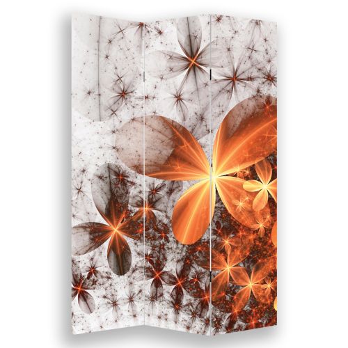 Decorative room divider with abstract flowers in black white and yellow