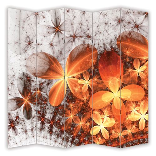 Room divider with abstract flowers in black and white