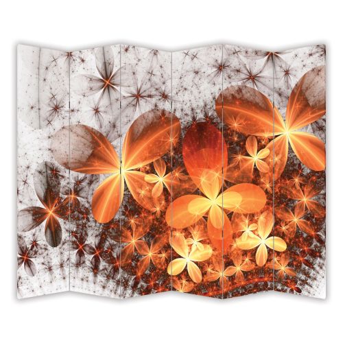 Screen for room with abstract flowers in black and white