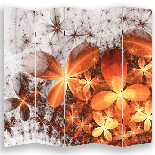 P0702 Декоративен параван Абстрактни цветя в оранжево (3, 4 , 5 или 6 части)