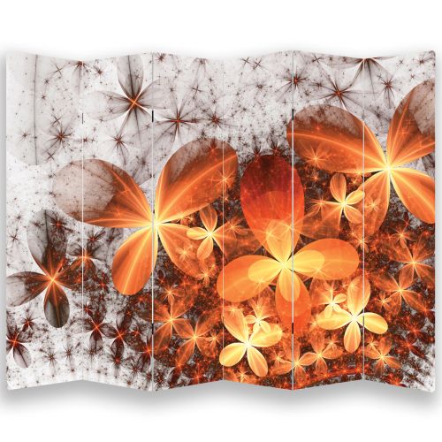 P0702 Декоративен параван Абстрактни цветя в оранжево (3, 4 , 5 или 6 части)