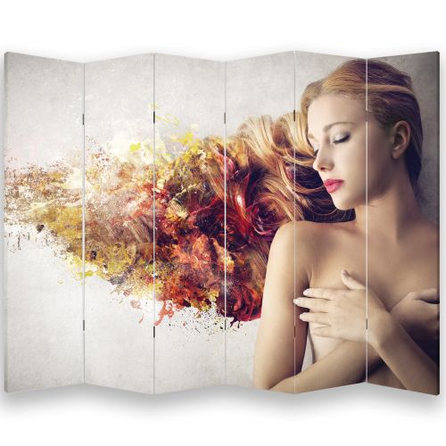 P0857 Decorative Screen Room divider Abstraction - color hair (3,4,5 or 6 panels)