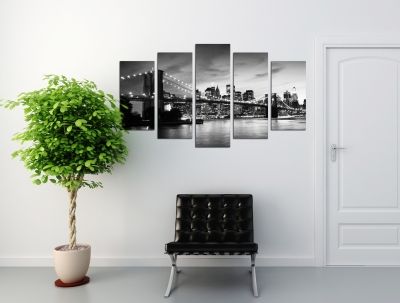 Black and white canvas wall art panels