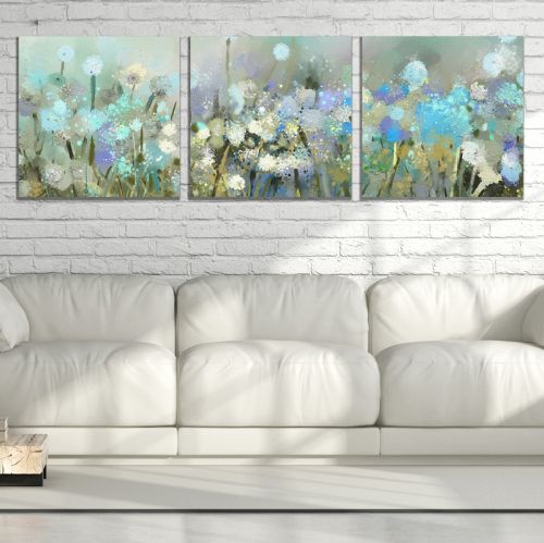 0882 Wall art decoration (set of 3 pieces) Abstract flowers