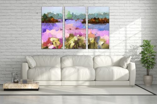 0884 Wall art decoration (set of 3 pieces) Colorful abstraction - landscape