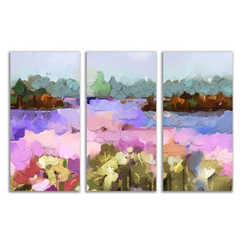 0884 Wall art decoration (set of 3 pieces) Colorful abstraction - landscape