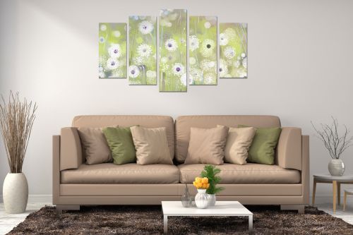 0885 Wall art decoration (set of 5 pieces) Abstract flowers