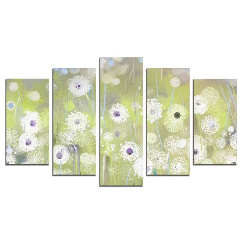 0885 Wall art decoration (set of 5 pieces) Abstract flowers