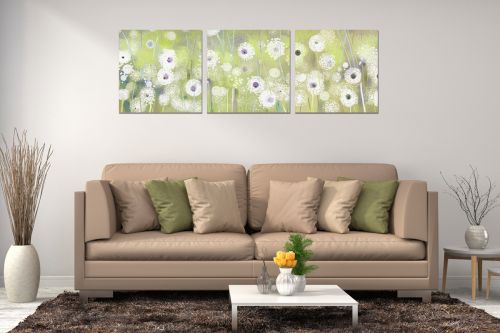 0885_3 Wall art decoration (set of 3 pieces) Abstract flowers