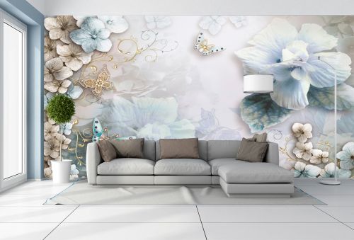 T9163 Wallpaper 3D Vintage flowers