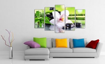 Beautiful wall decoration set with white orchid
