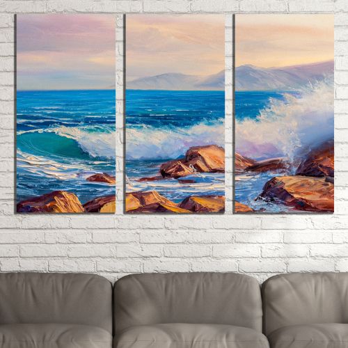 0886 Wall art decoration (set of 3 pieces) Sea
