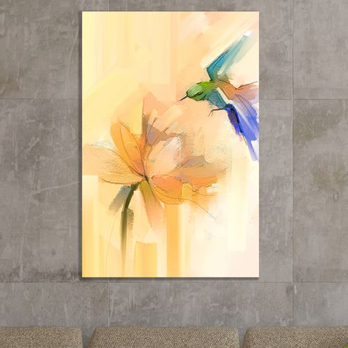 0887 Картина Абстракция - цвете и птица
