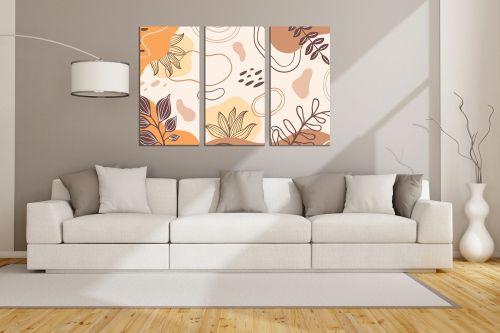 0889 Wall art decoration (set of 3 pieces) Floral motifs