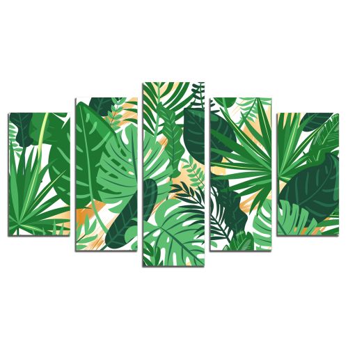 0890 Wall art decoration (set of 5 pieces) Tropical leaves