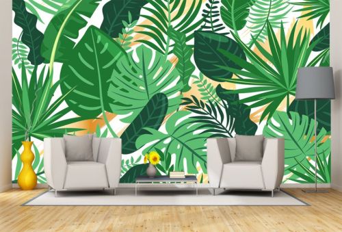 T0890 Wallpaper Tropical leaves