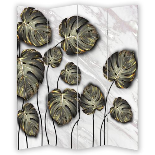 P0894 Decorative Screen Room divider Tropical leaves  in black and gold (3,4,5 or 6 panels)