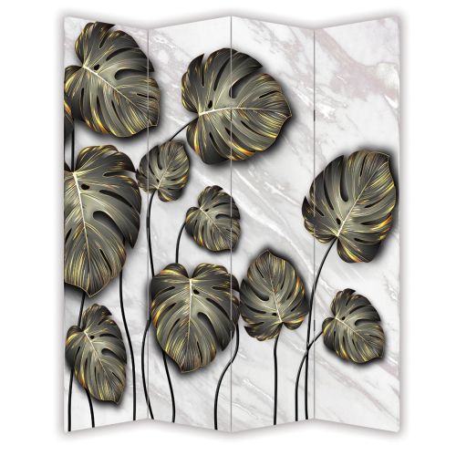 P0894 Decorative Screen Room divider Tropical leaves  in black and gold (3,4,5 or 6 panels)