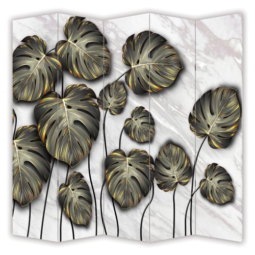 P0894 Decorative Screen Room divider Tropical leaves  in black and gold (3,4,5 or 6 panels)