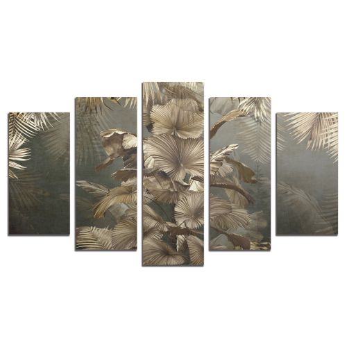 0897 Wall art decoration (set of 5 pieces)  Tropical leaves