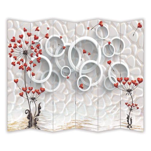 P9188 Decorative Screen Room divider Circles and hearts (3, 4, 5 or 6 panels)