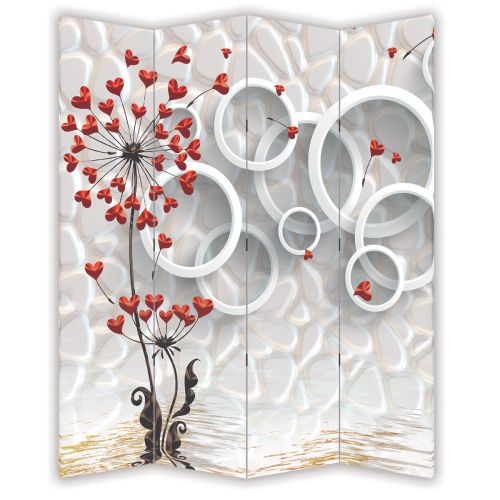 P9188 Decorative Screen Room divider Circles and hearts (3, 4, 5 or 6 panels)