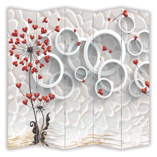 P9188 Decorative Screen Room divider Circles and hearts (3, 4, 5 or 6 panels)