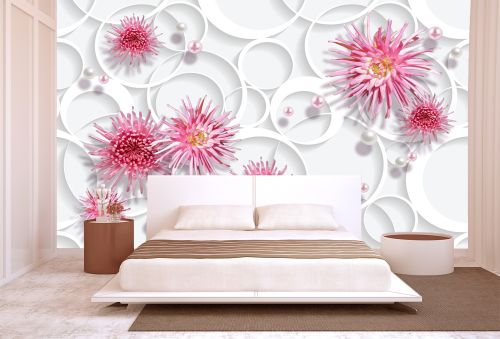 T9190 Wallpaper 3D Flowers and pearls