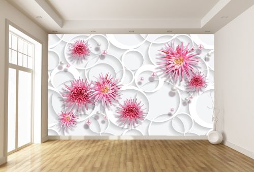 T9190 Wallpaper 3D Flowers and pearls
