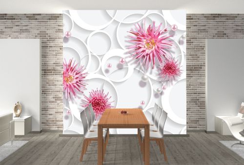 T9190 Wallpaper 3D Flowers and pearls