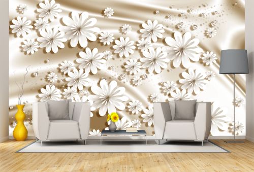 T9191 Wallpaper 3D Flowers and diamonds