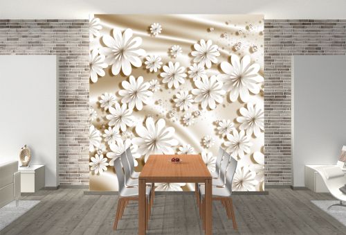 T9191 Wallpaper 3D Flowers and diamonds