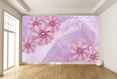 T9193 Wallpaper 3D Flowers and diamonds