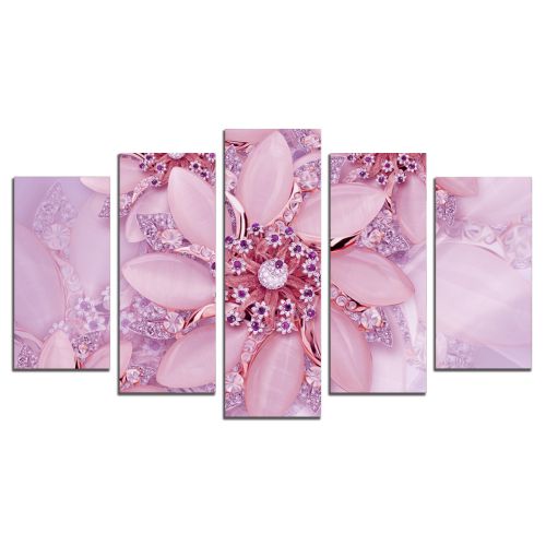 9193  Wall art decoration (set of 5 pieces) Flowers and diamonds