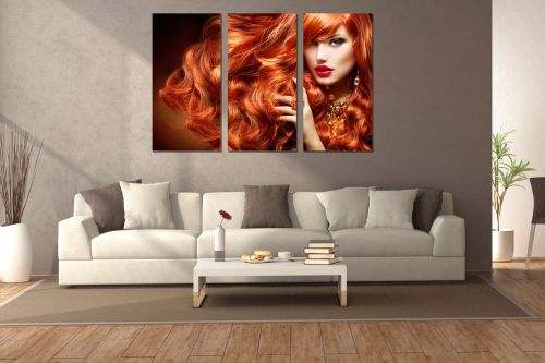 0898 Wall art decoration (set of 3 pieces) Woman with red hair