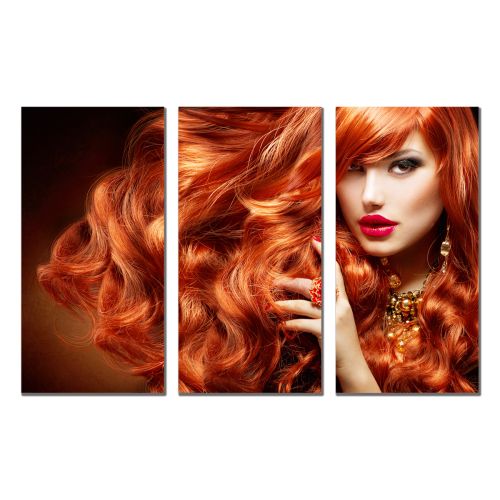 0898 Wall art decoration (set of 3 pieces) Woman with red hair