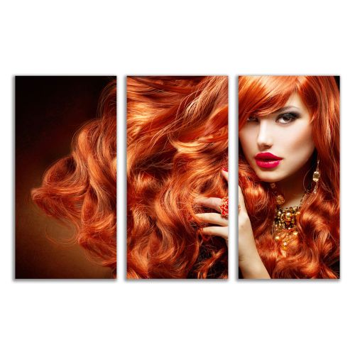 0898 Wall art decoration (set of 3 pieces) Woman with red hair