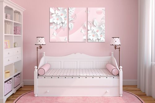 9194 Wall art decoration (set of 3 pieces) 3D flowers