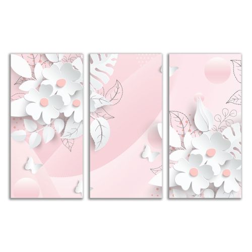 9194 Wall art decoration (set of 3 pieces) 3D flowers