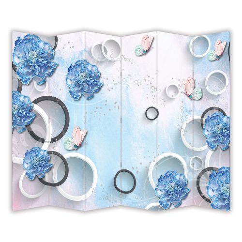 P9197 Decorative Screen Room divider 3D Flowers  (3, 4, 5 or 6 panels)