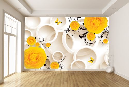 T9198 Wallpaper 3D Yellow flowers