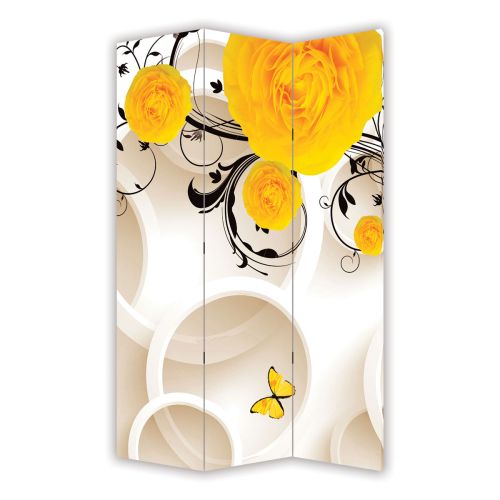 P9198 Decorative Screen Room divider 3D Yellow Flowers  (3, 4, 5 or 6 panels)