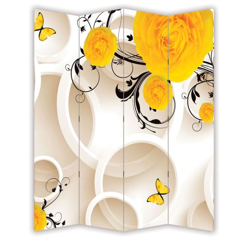 P9198 Decorative Screen Room divider 3D Yellow Flowers  (3, 4, 5 or 6 panels)