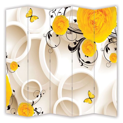 P9198 Decorative Screen Room divider 3D Yellow Flowers  (3, 4, 5 or 6 panels)