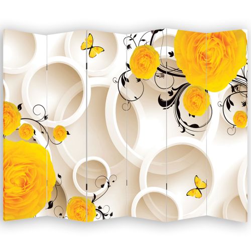 P9198 Декоративен параван 3Д Жълти цветя (3, 4 , 5 или 6 части)