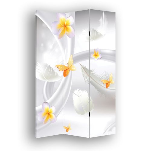 P9198 Decorative Screen Room divider 3D Abstraction with flowers and feathers  (3, 4, 5 or 6 panels)