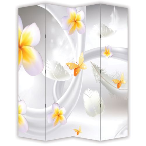 P9199 Decorative Screen Room divider 3D Abstraction with flowers and feathers  (3, 4, 5 or 6 panels)