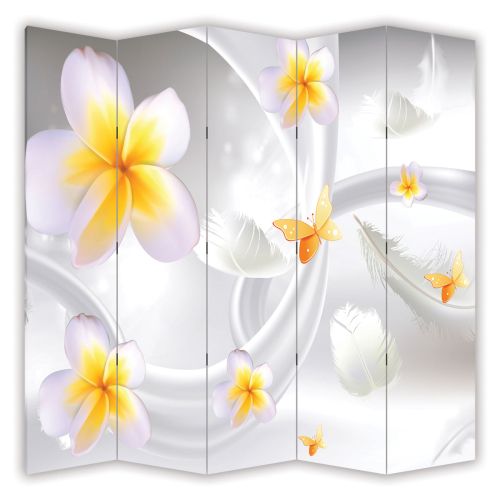 P9199 Decorative Screen Room divider 3D Abstraction with flowers and feathers  (3, 4, 5 or 6 panels)