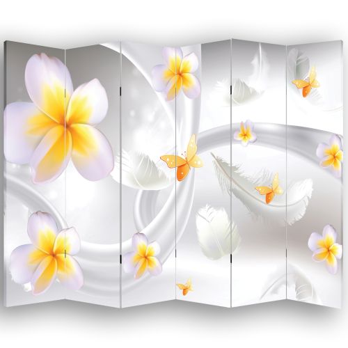 P9199 Decorative Screen Room divider 3D Abstraction with flowers and feathers  (3, 4, 5 or 6 panels)